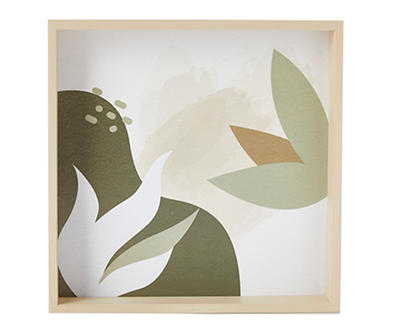 White & Green Abstract Botanical 1 Framed Wall Plaque