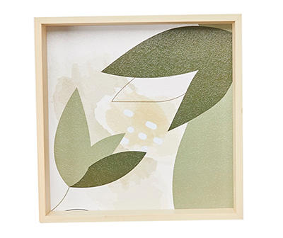 White & Green Abstract Botanical 2 Framed Wall Plaque