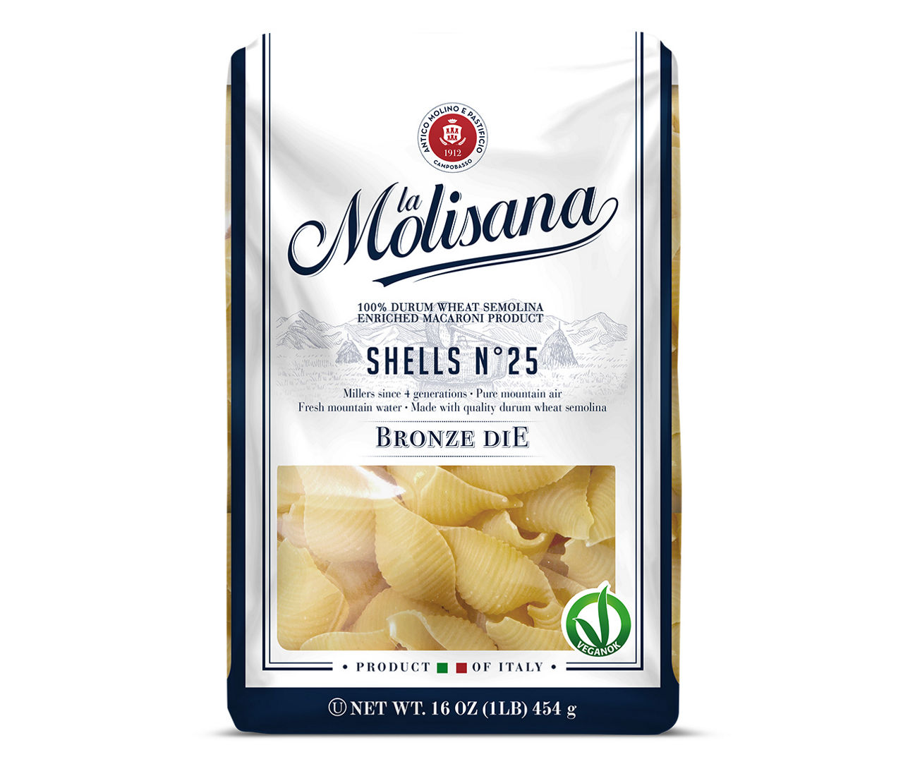 La Molisana La Molisana Shells N°25 100% Durum Wheat Semolina Enriched  Macaroni, 1 Lbs.