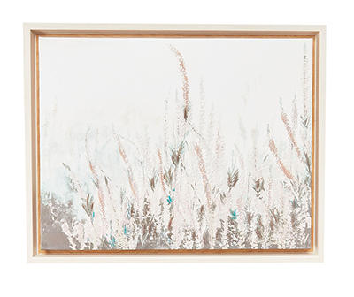 White & Taupe Floral Framed Wall Canvas