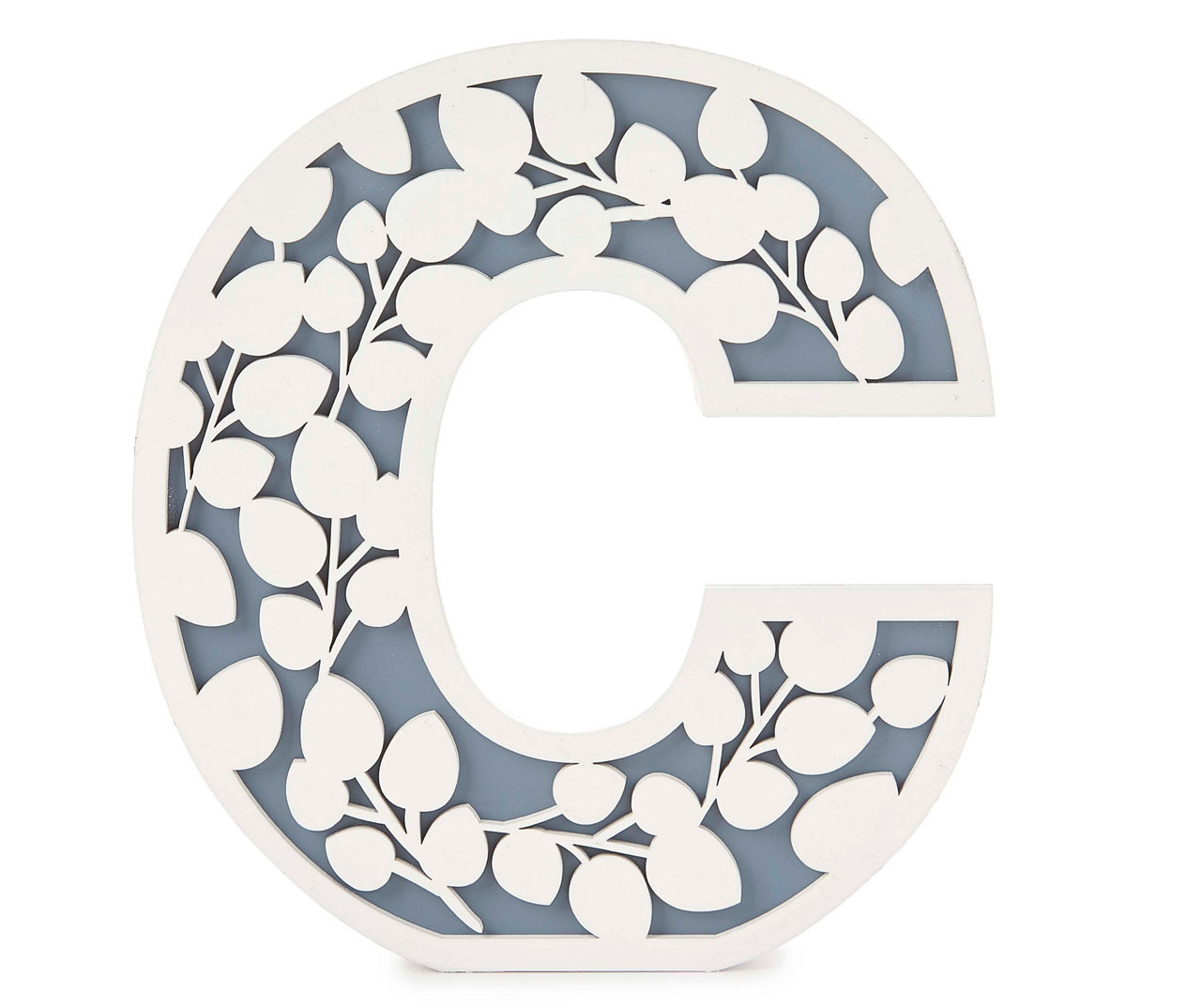 "C" Monogram Blue & White Botanical Letter Plaque
