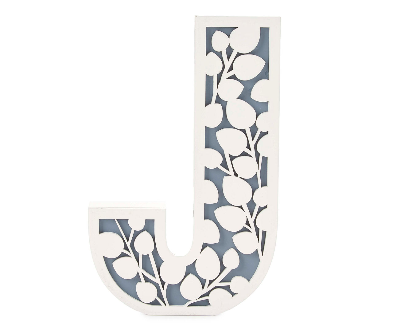 "J" Monogram Blue & White Botanical Letter Plaque