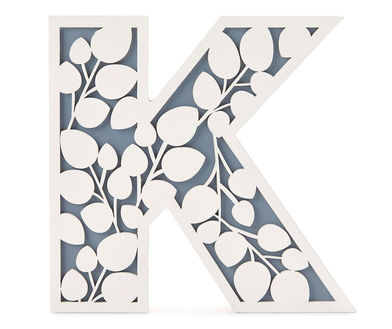 "K" Monogram Blue & White Botanical Letter Plaque