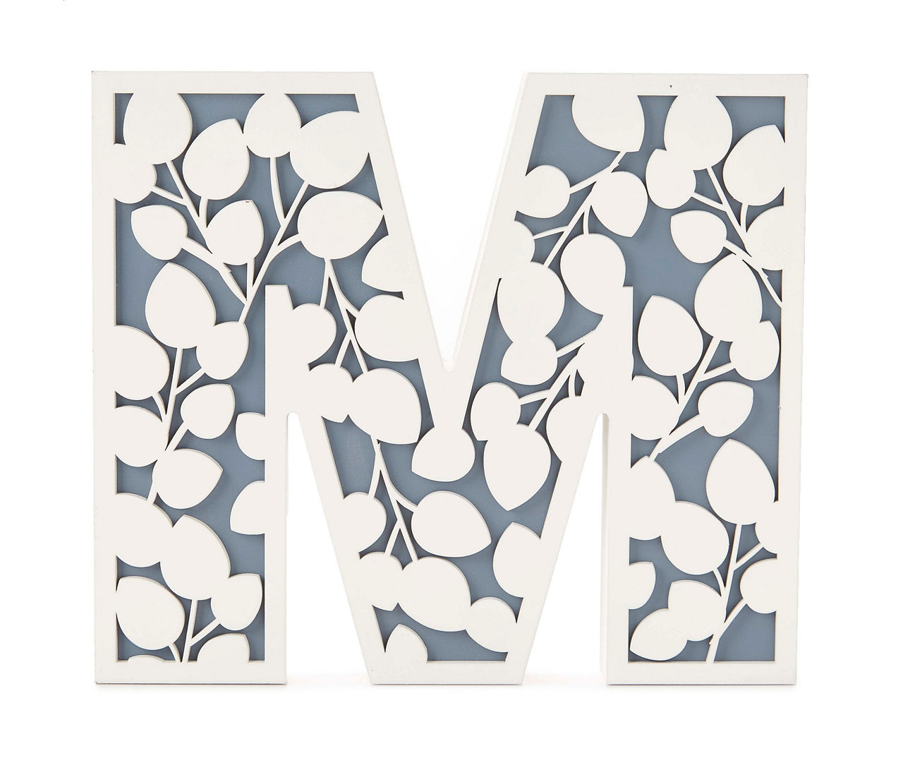 "M" Monogram Blue & White Botanical Letter Plaque