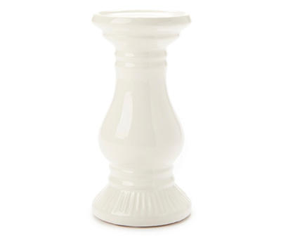 Ivory Ceramic Pillar Candle Holder, (8