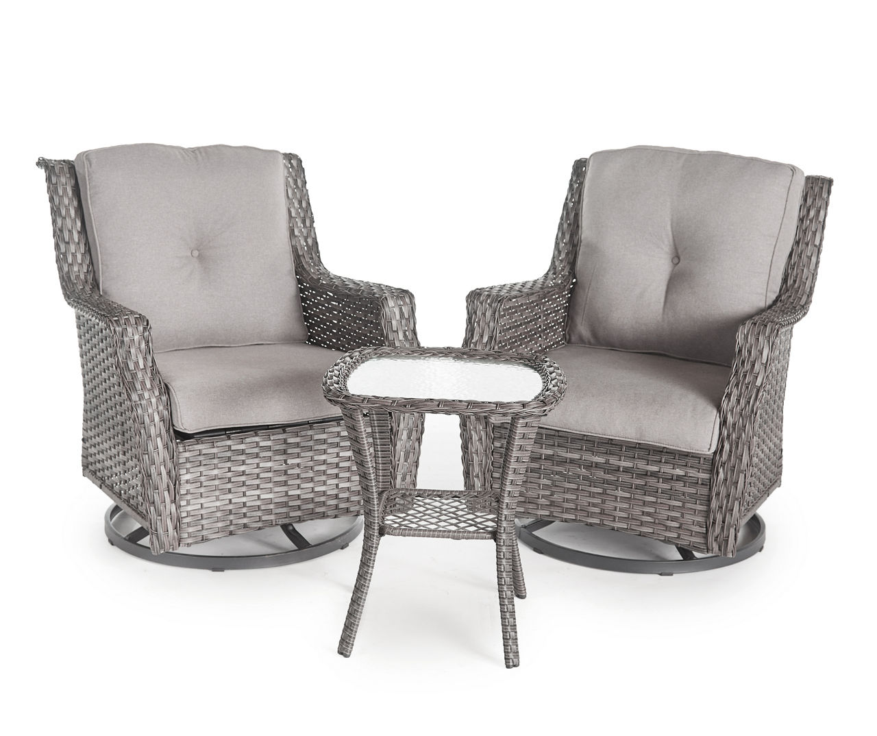 Real Living Rockbridge Gray 3-Piece All-Weather Wicker Cushioned 