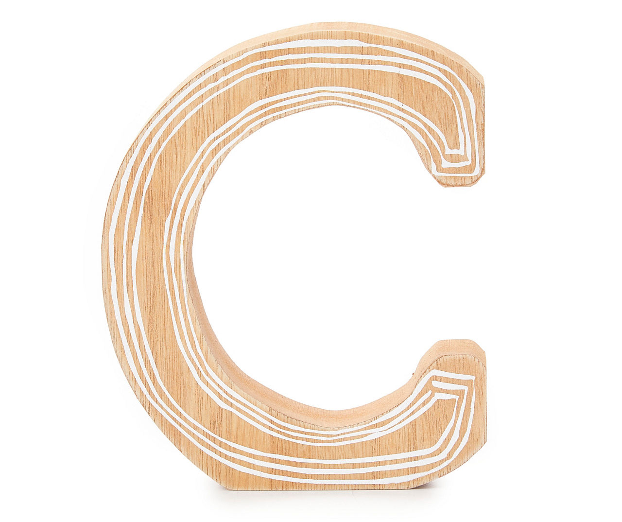"C" Tan & White Stripe-Accent Letter Tabletop Décor