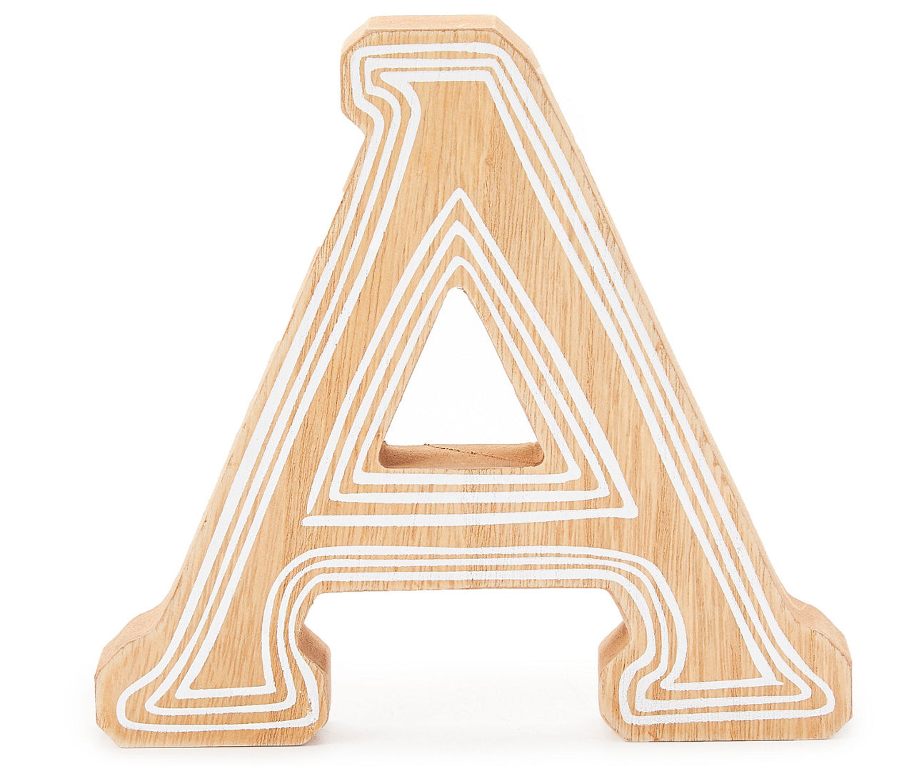 "A" Tan & White Stripe-Accent Letter Tabletop Décor