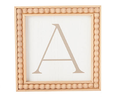 Brown & White Wood Bead Framed Wall Plaque