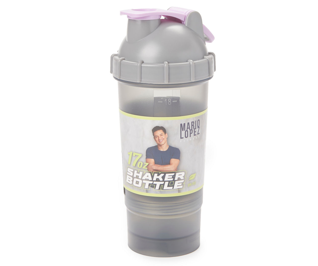 Mario Lopez Fitness Gray Shaker Bottle, 17 oz.