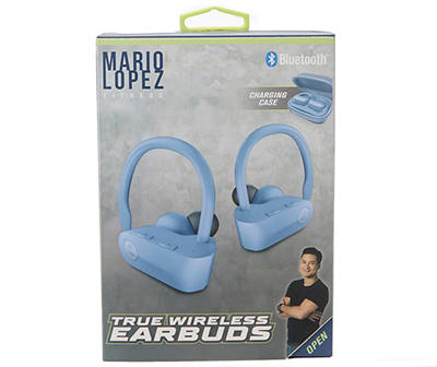 Mario Lopez Fitness Blue True Wireless Earbuds With Charging Case