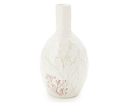 White Floral Ceramic Vase, (10