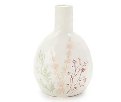 White Floral Ceramic Vase, (8