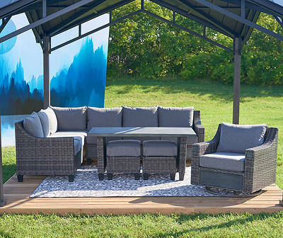 Sandpointe Gray 5-Piece All-Weather Wicker Patio Sectional Set