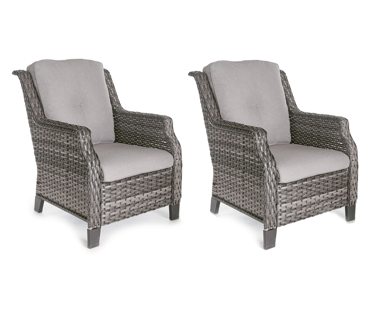 Rockbridge Gray Wicker Cushioned Patio Chairs, 2-Pack