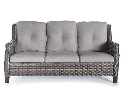 Rockbridge Gray All-Weather Wicker Cushioned Patio Sofa & Ottoman Set