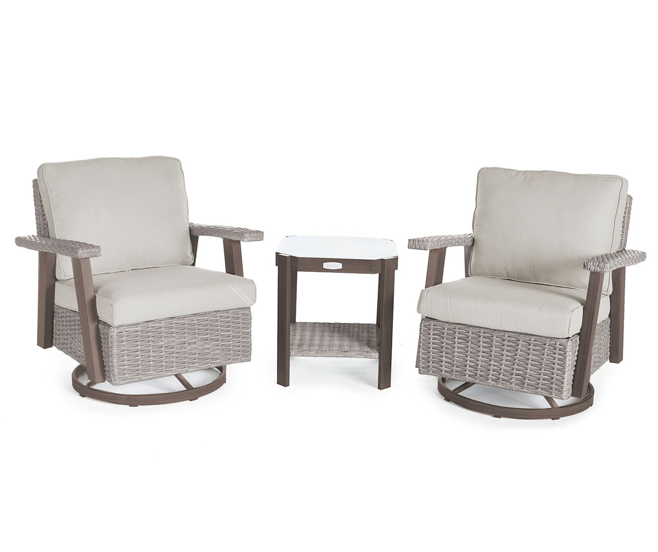 Broyhill Asheville 3 Piece Cushioned Patio Glider Chair Side Table Set Big Lots