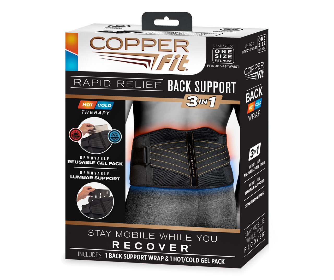 As Seen On TV Copper Fit 3-in-1 Rapid Relief Back Support