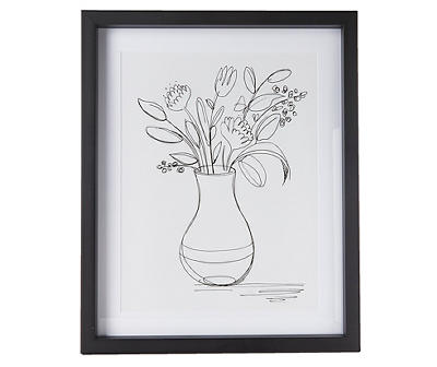 White & Black Flower Vase Framed Wall Art