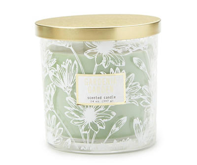 Gardenia Garden Green & White Floral Jar Candle, 14 oz.
