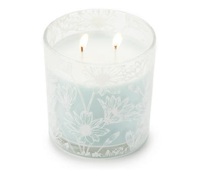Magnolia Blossom Blue & White Floral Jar Candle, 14 oz.