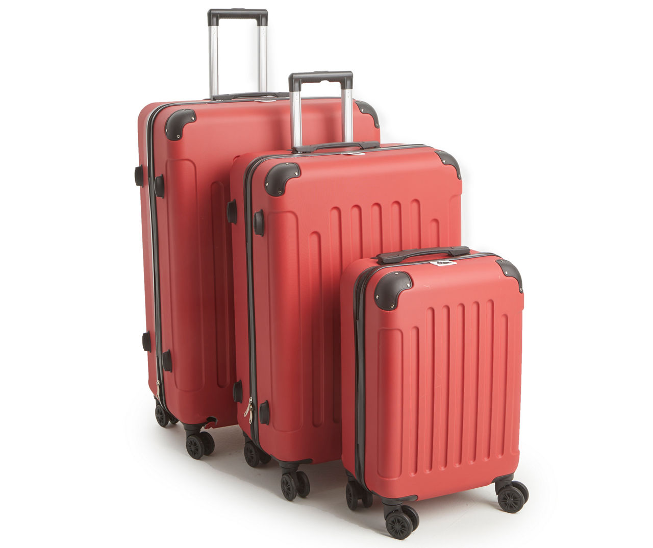 Quest Red 20 Column Groove Hardside Spinner Carry On Suitcase