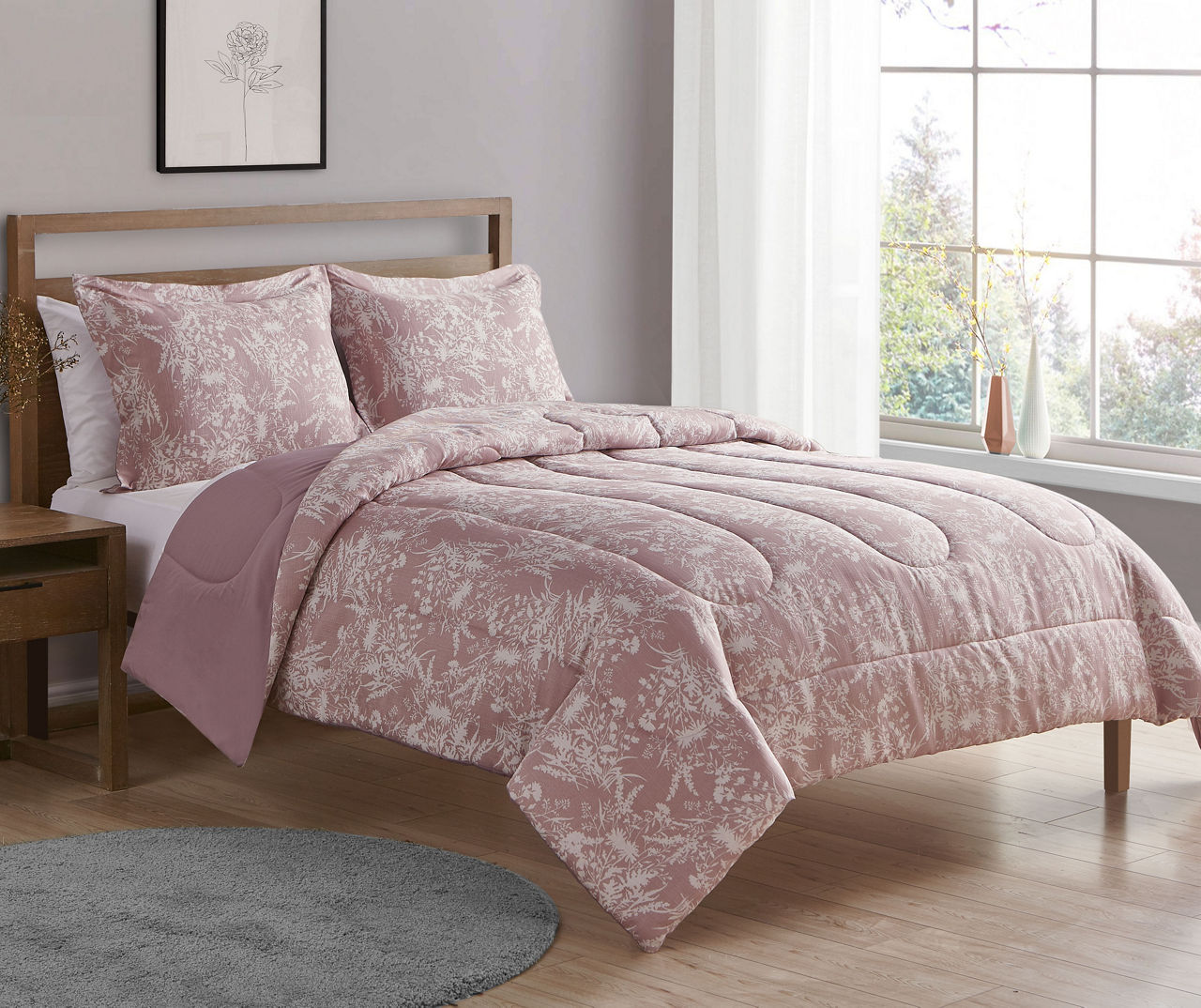 Broyhill Home Grown Pink Botanical Ruby Reversible Comforter Set Big Lots