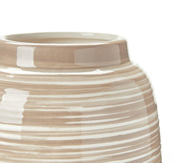 Gray & White Stripe Ceramic Vase