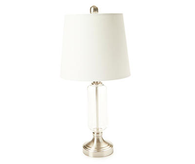 Silver & Clear Glass Cylinder Table Lamp