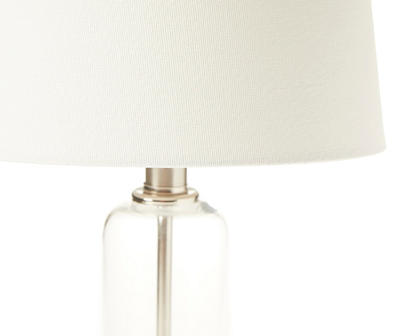 Silver & Clear Glass Cylinder Table Lamp