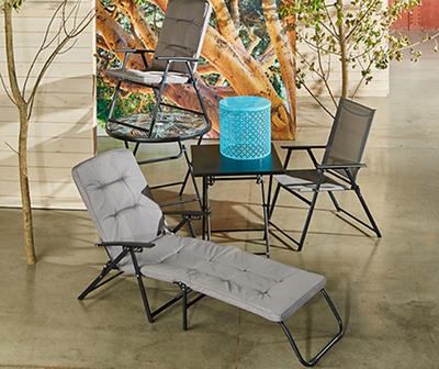 Gray Padded Folding Lounge Chair