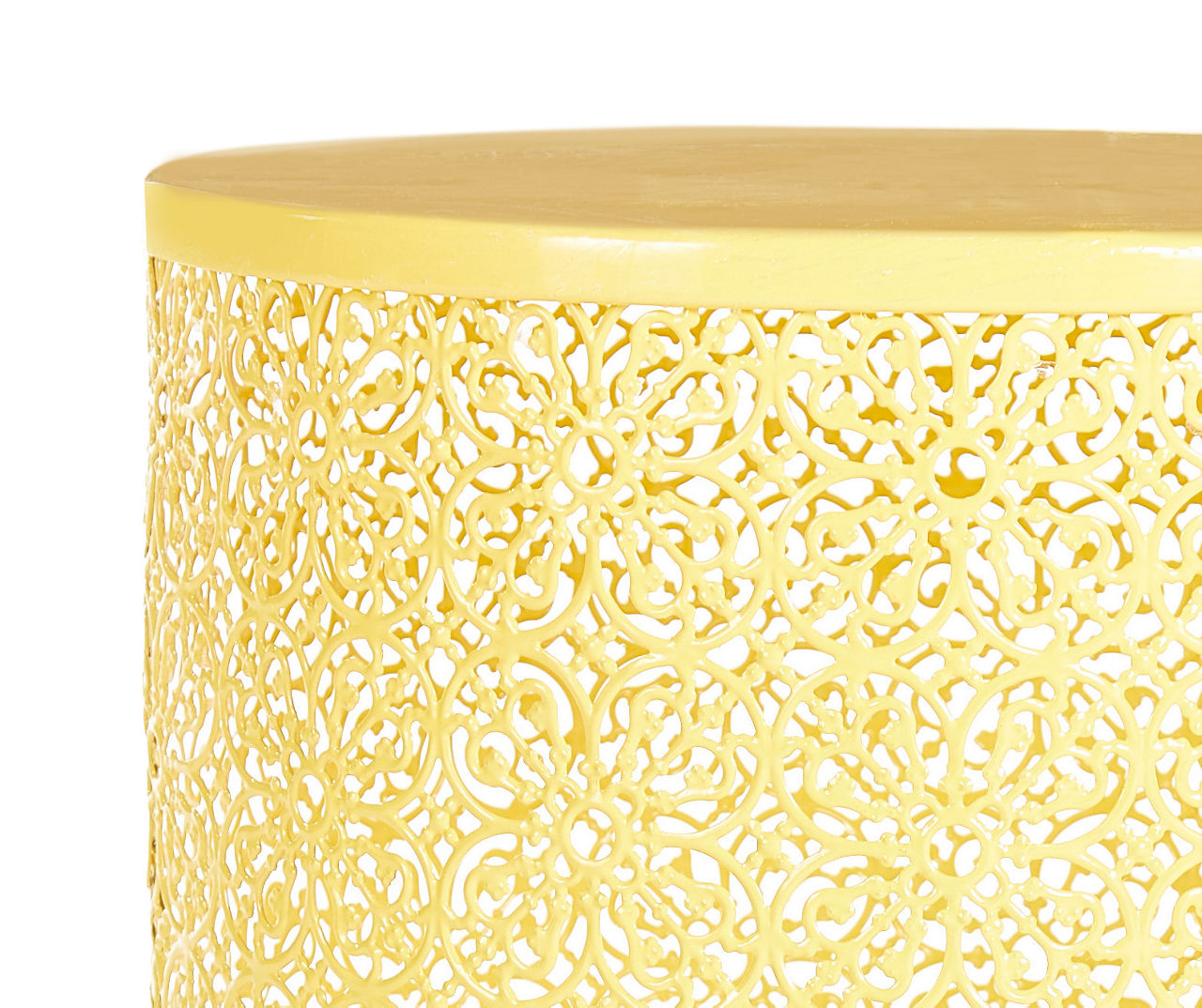 20.7" Yellow Metal Drum Garden Table