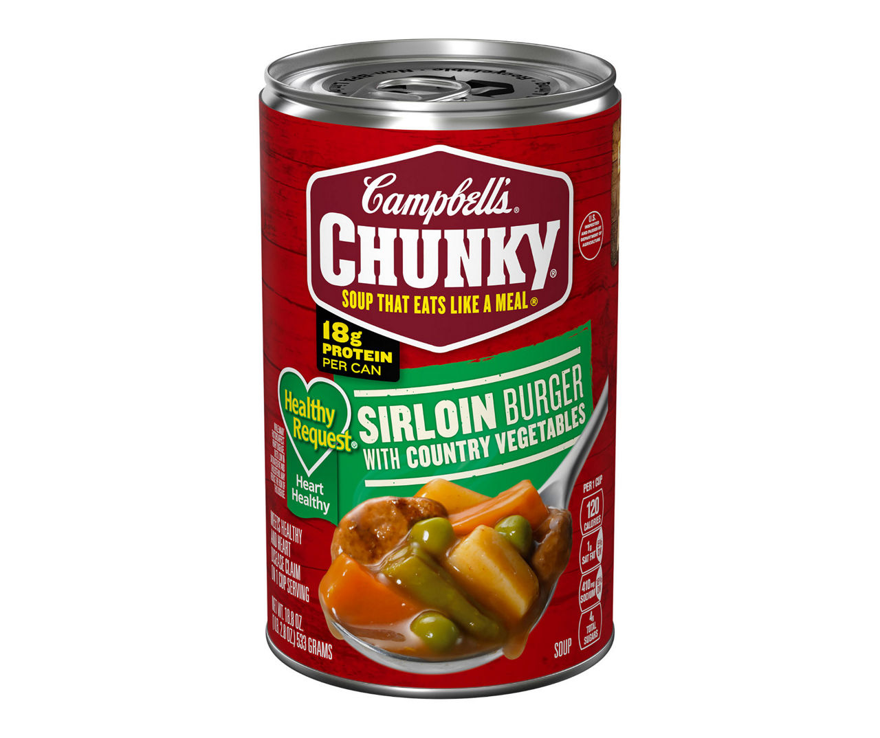 Campbell's Chunky Microwavable Soup, Sirloin Burger with Country Vegetables  Soup, 15.25 Ounce Bowl(pack of 8)