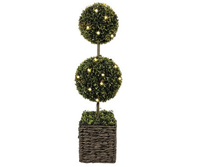35IN LIGHTED DOUBLE BALL TOPIARY