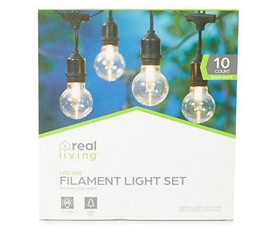 Warm White G60 Filament LED Drop Light Set, 10-Lights