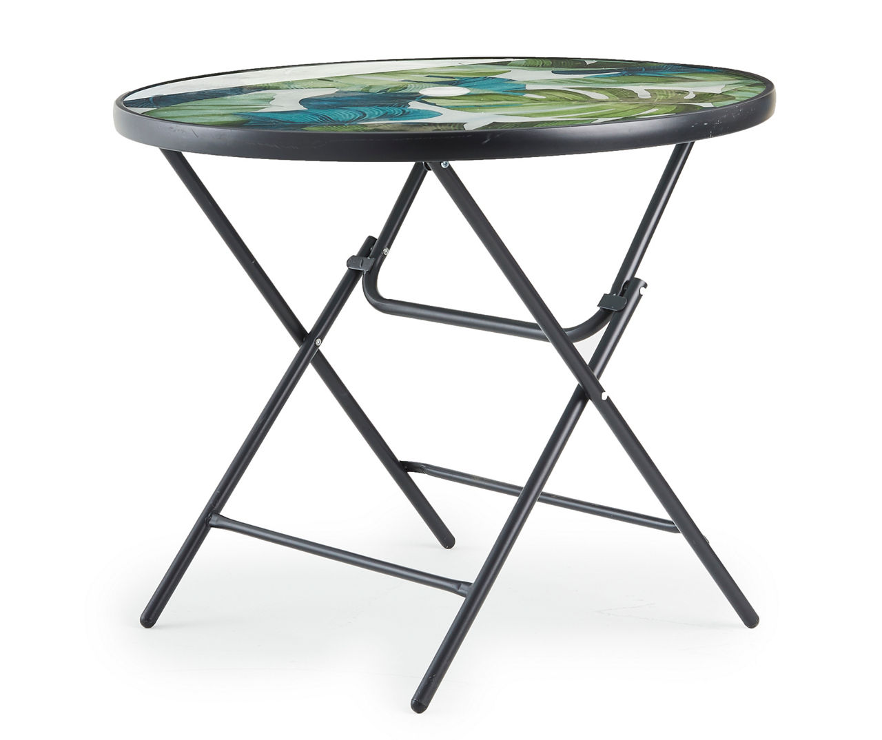 Leaf Glass & Steel Outdoor Folding Table