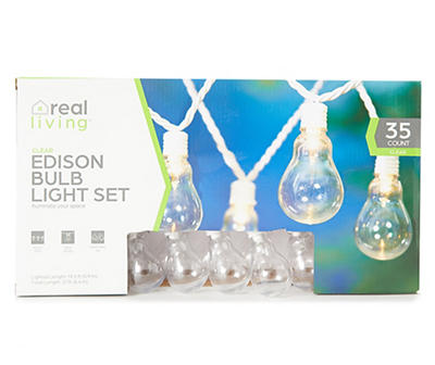 Clear Edison Bulb Light Set with White Wire, 35-Lights