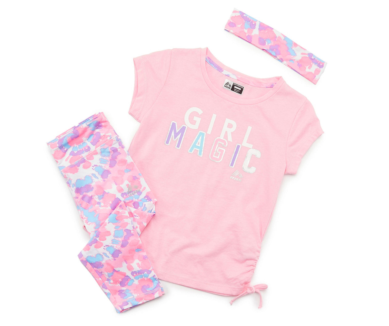 Kids' Size 4 "Girl Magic" Pink & Purple Tie-Dye 3-Piece Performance Outfit