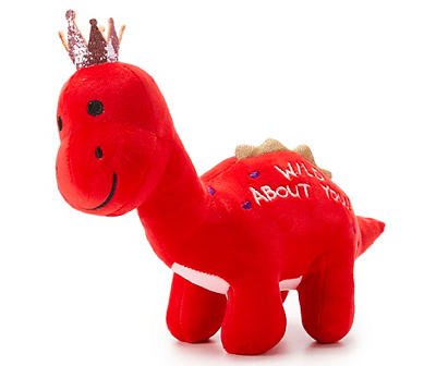 8.25" "Wild About You" Red Dinosaur with Crown Valentine's Plush