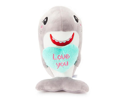 8.75" "Love You" Gray & White Shark with Heart Valentine's Plush