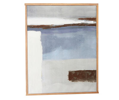 Gray, White & Blue Abstract 1 Framed Canvas