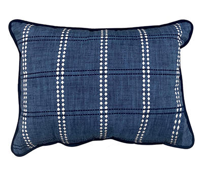Blue & White Plaid Rectangle Throw Pillow