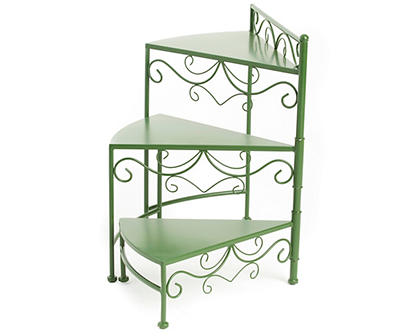 Green Scrollwork 3-Tier Metal Plant Stand