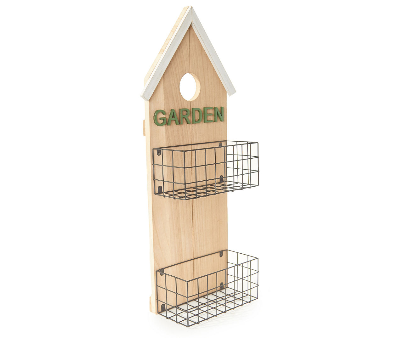 "Garden" 2-Basket Wood & Metal Wall Planter