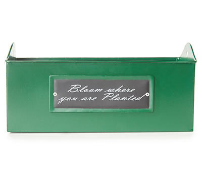 "Bloom Where You Are Planted" Green Metal Planter, (12")