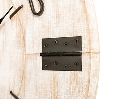 Off-White & Black Hinge-Accent Farmhouse Wall Clock, (31.7")