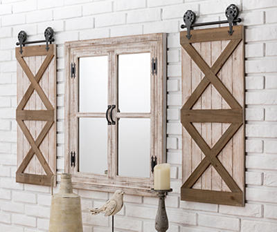 White & Natural Barn Door Wall Décor, 2-Pack
