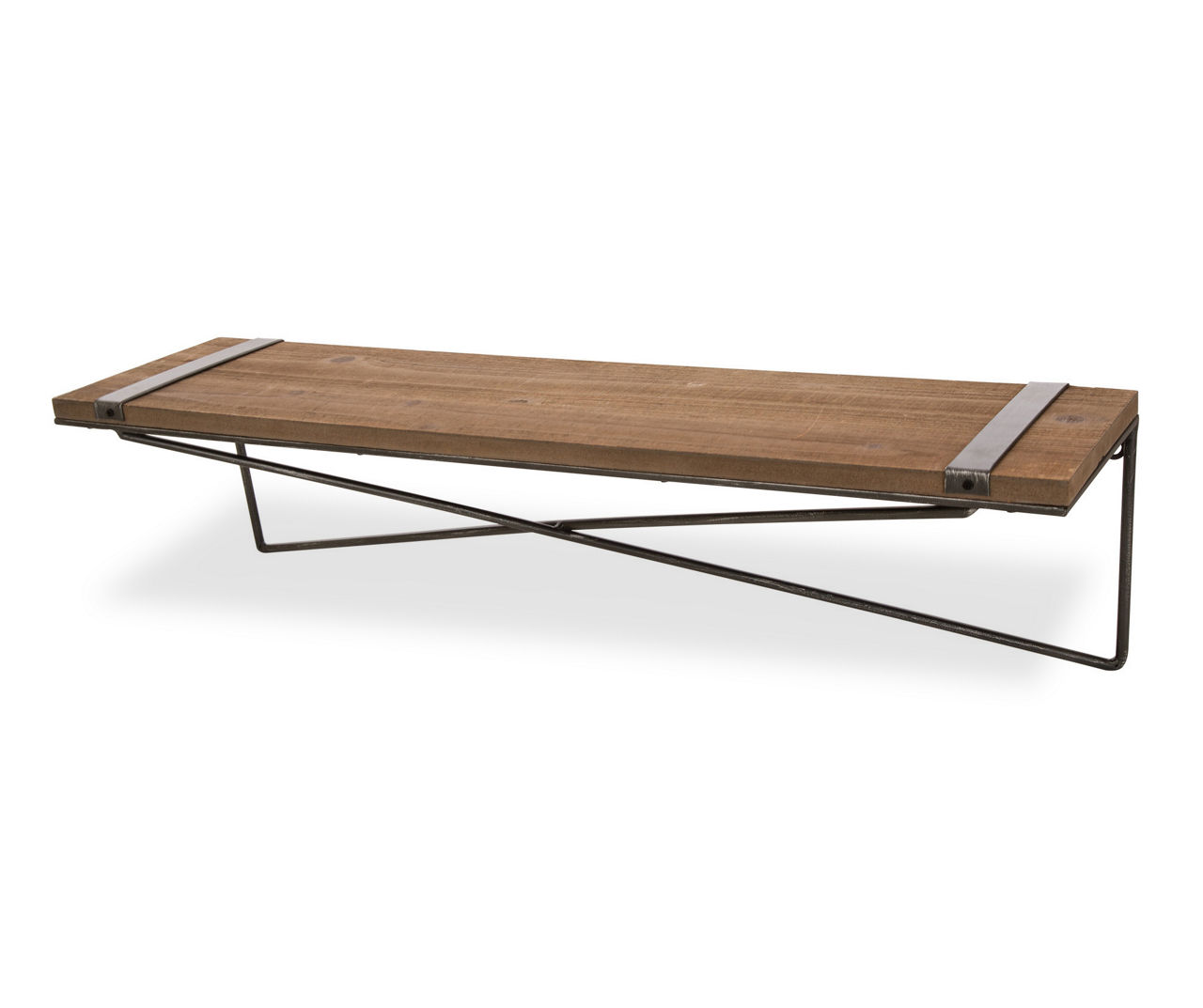 Natural Brown & Black Cross-Bar Wall Shelf, (31.5