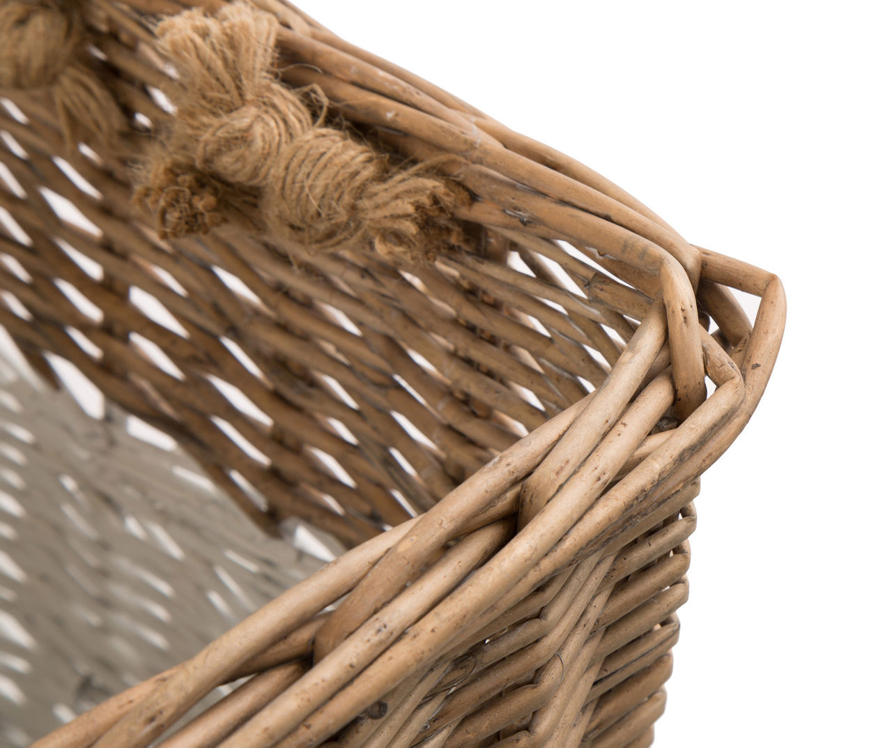 Brown & White 2-Tone 3-Piece Square Wicker Basket Set