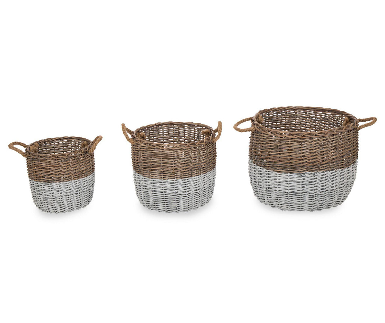 Only 73.18 usd for SET OF THREE ROUND BASKETS - TWO TONED NATURAL Online at  the Shop